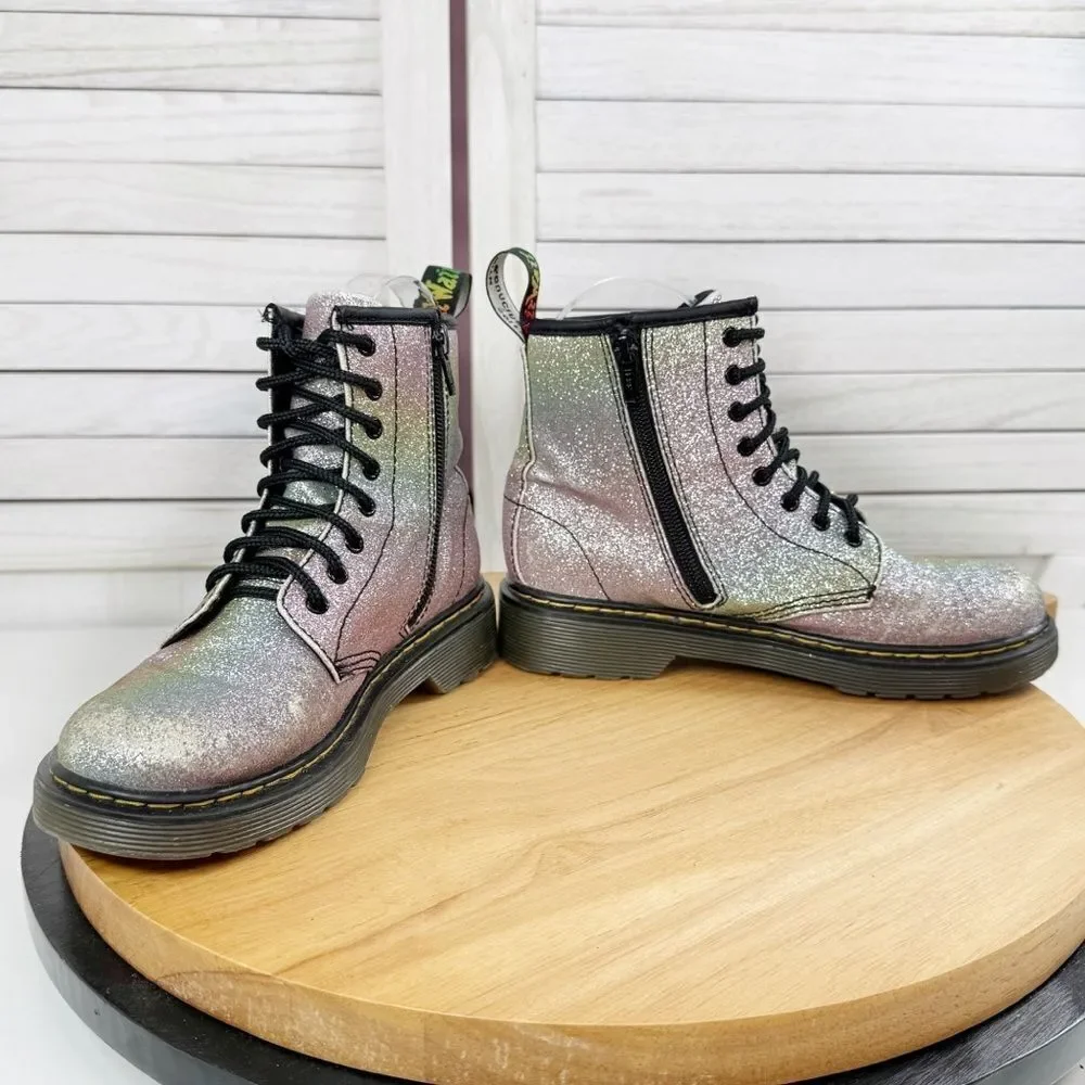 Dr. Martens 1460 Ombre Pastel Glitter Sparkle‎ Combat Boots Rainbow 2 Kids